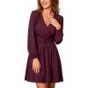 imageCUPSHE Womens Long Sleeve Mini Dress V Neck Elegant Cocktail Party Dress Fall Flowy Wedding Guest DressDeep Plum Purple