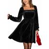 imageCUPSHE Womens Long Sleeve Mini Party Dress Square Neck Velvet Dress Fall Cocktail Wedding Guest Evening DressBlack