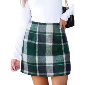 imageCUPSHE Womens High Waist Plaid Skirt Causal Bodycon Pencil Wool Mini Skirts Winter Fall A Line Elegent OutfitsGreen