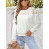 imageCUPSHE Long Sleeve Shirts for Womens Lace Tops Mesh Sheer Crew Neck Casual Shirts Sexy Fall Going OutWhite