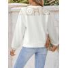 imageCUPSHE Long Sleeve Shirts for Womens Lace Tops Mesh Sheer Crew Neck Casual Shirts Sexy Fall Going OutWhite