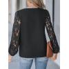 imageCUPSHE Women Lace Elegant Blouse Long Sleeve Eyelet V Neck Dressy Party Floral Tops Scalloped V NeckBlack