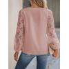 imageCUPSHE Women Lace Elegant Blouse Long Sleeve Eyelet V Neck Dressy Party Floral Tops Scalloped V NeckPink