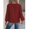 imageCUPSHE Women Lace Elegant Blouse Long Sleeve Eyelet V Neck Dressy Party Floral Tops Scalloped V NeckRed