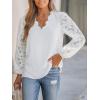 imageCUPSHE Women Lace Elegant Blouse Long Sleeve Eyelet V Neck Dressy Party Floral Tops Scalloped V NeckWhite
