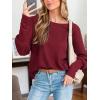 imageCUPSHE Womens Long Sleeve Crewneck Blouse Sexy Back Lace Ribbed Knit TopsRed