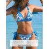 imageCUPSHE Womens Bikini Set Two Piece Swimsuit V Neck Triangle Top Bathing Suit Double O Ring Halter Strap Back HookWhiteRoyal Blue Tropical
