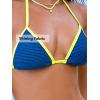 imageCUPSHE Womens Bikini Sets Two Piece Swimsuit Low Rise Halter Neck Self Tied Straps Bathing Suits Glitter ColorblockRoyal BlueYellow