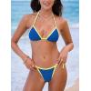 imageCUPSHE Womens Bikini Sets Two Piece Swimsuit Low Rise Halter Neck Self Tied Straps Bathing Suits Glitter ColorblockRoyal BlueYellow