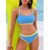 imageCUPSHE Womens Bikini Sets Two Piece Swimsuit Square Neck Colorblock Bathing Suits Adjustable Double StrapsSky BlueYellow