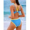 imageCUPSHE Womens Bikini Sets Two Piece Swimsuit Square Neck Colorblock Bathing Suits Adjustable Double StrapsSky BlueYellow