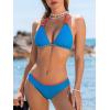 imageCUPSHE Womens Bikini Sets Two Piece Swimsuit V Neck Halter Knotted Colorblock Back Self Tie Triangle Bathing SuitBlueOrange