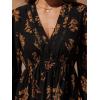 imageCUPSHE Womens Fall Dresses Floral V Neck Lace Cutout Long Sleeve Smocked A Line Mini DressBlack