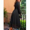 imageCUPSHE Womens Fall V Neck Long Sleeve Maxi Dresses Smocked Waist Elegant Cocktail Wedding Guest DressBlack