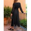 imageCUPSHE Womens Fall V Neck Long Sleeve Maxi Dresses Smocked Waist Elegant Cocktail Wedding Guest DressBlack