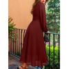 imageCUPSHE Womens Fall V Neck Long Sleeve Maxi Dresses Smocked Waist Elegant Cocktail Wedding Guest DressRed