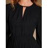 imageCUPSHE Womens Fall Wedding Guest Dresses Pleated Flowy Mini Dress Long Sleeve Keyhole Neck Short DressBlack