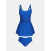 imageCUPSHE Womens One Piece Swim Dress Scoop Neck Bathing Suit Ruched Tummy Swimsuit Adjustable Wide Straps SportyRoyal Blue