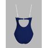 imageCUPSHE Womens One Piece Swimsuit Bathing Suit Square Neck Cutout Back Hook Color Block Cheeky BottomNavy BlueWhite