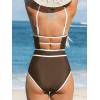imageCUPSHE Womens One Piece Swimsuit Scoop Neck Bathing Suit Keyhole Cutout Color Block Adjustable Straps SwimwearBrownWhite