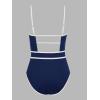 imageCUPSHE Womens One Piece Swimsuit Scoop Neck Bathing Suit Keyhole Cutout Color Block Adjustable Straps SwimwearNavy BlueWhite