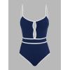 imageCUPSHE Womens One Piece Swimsuit Scoop Neck Bathing Suit Keyhole Cutout Color Block Adjustable Straps SwimwearNavy BlueWhite