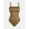 imageCUPSHE Womens One Piece Swimsuit Tummy Control Square Neck Bathing Suit Ruched Adjustable StrapsGolden Brown