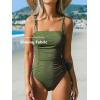 imageCUPSHE Womens One Piece Swimsuit Tummy Control Square Neck Bathing Suit Ruched Adjustable StrapsOlive Green