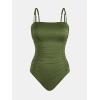 imageCUPSHE Womens One Piece Swimsuit Tummy Control Square Neck Bathing Suit Ruched Adjustable StrapsOlive Green