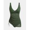 imageCUPSHE Womens Tankini Sets Surplice V Neck Two Piece Bathing Suits Adjustable Straps Cutout Swimwear DrawsrtingOlive Green