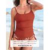 imageCUPSHE Womens Tankini Sets Two Piece Swimsuit Scoop Neck Ruched Adjustable Straps Drawstring Mid RiseBrick RedLeaf