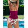 imageCUPSHE Womens Tankini Sets Two Piece Swimsuit Scoop Neck Ruched Adjustable Straps Drawstring Mid RiseDeep MagentaFloral