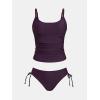 imageCUPSHE Womens Tankini Sets Two Piece Swimsuit Scoop Neck Ruched Adjustable Straps Drawstring Mid RiseDeep Purple