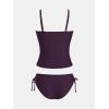 imageCUPSHE Womens Tankini Sets Two Piece Swimsuit Scoop Neck Ruched Adjustable Straps Drawstring Mid RiseDeep Purple