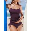 imageCUPSHE Womens Tankini Sets Two Piece Swimsuit Scoop Neck Ruched Adjustable Straps Drawstring Mid RiseDeep Purple