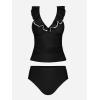 imageCUPSHE Womens Tankini Sets Two Piece Swimsuit V Neck Ruffled Adjustable Straps Ruched XS4XLBlack