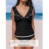 imageCUPSHE Womens Tankini Sets Two Piece Swimsuit V Neck Ruffled Adjustable Straps Ruched XS4XLBlack