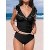 imageCUPSHE Womens Tankini Sets Two Piece Swimsuit V Neck Ruffled Adjustable Straps Ruched XS4XLBlack