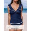 imageCUPSHE Womens Tankini Sets Two Piece Swimsuit V Neck Ruffled Adjustable Straps Ruched XS4XLNavy Blue