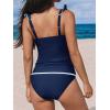imageCUPSHE Womens Tankini Sets Two Piece Swimsuit V Neck Ruffled Adjustable Straps Ruched XS4XLNavy Blue