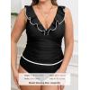 imageCUPSHE Womens Tankini Sets Two Piece Swimsuit V Neck Ruffled Adjustable Straps Ruched XS4XLPblack
