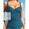imageCUPSHE Womens Tankini Sets Two Piece Swimsuits V Neck Underwire Adjustable Straps Back Hook Cutout SwimwearTeal Blue