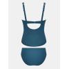 imageCUPSHE Womens Tankini Sets Two Piece Swimsuits V Neck Underwire Adjustable Straps Back Hook Cutout SwimwearTeal Blue