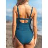 imageCUPSHE Womens Tankini Sets Two Piece Swimsuits V Neck Underwire Adjustable Straps Back Hook Cutout SwimwearTeal Blue