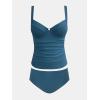 imageCUPSHE Womens Tankini Sets Two Piece Swimsuits V Neck Underwire Adjustable Straps Back Hook Cutout SwimwearTeal Blue