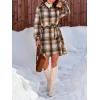 imageCUPSHE Womens Mini Fall Dresses Button Long Sleeves Plaid Belted Casual Short A Line Shirt DressBeigeBrown