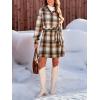 imageCUPSHE Womens Mini Fall Dresses Button Long Sleeves Plaid Belted Casual Short A Line Shirt DressBeigeBrown
