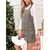 imageCUPSHE Womens Plaid Overall Dress Woven Scoop Neck Sleeveless Fall Pinafore Mini Dress with PocketsBrown