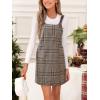 imageCUPSHE Womens Plaid Overall Dress Woven Scoop Neck Sleeveless Fall Pinafore Mini Dress with PocketsBrown