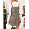 imageCUPSHE Womens Plaid Overall Dress Woven Scoop Neck Sleeveless Fall Pinafore Mini Dress with PocketsBrown